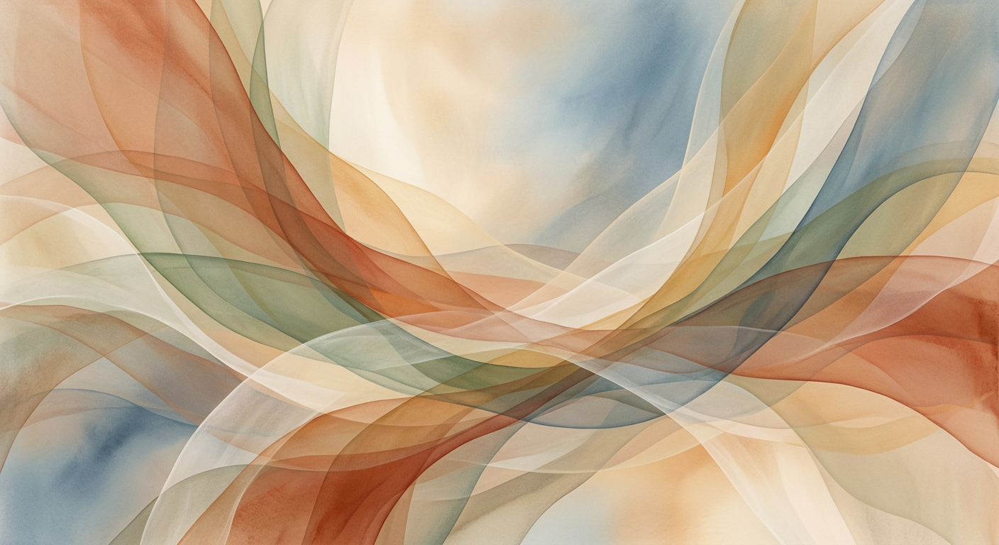 Abstract layered translucent shapes in desert color palette
